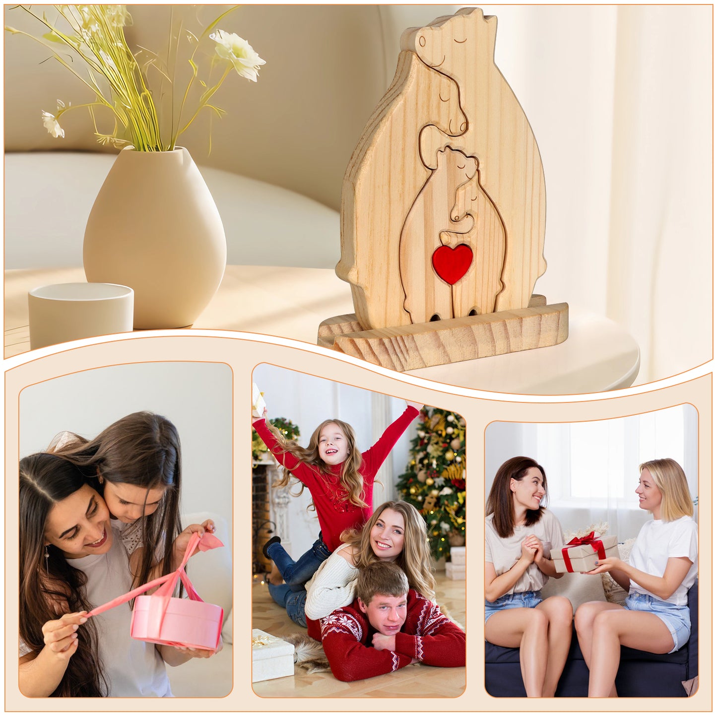 Personalized Wooden Family Bear Puzzle